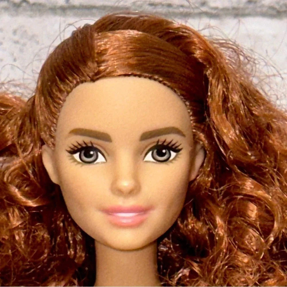 Barbie Fashionistas Terrific Teal Doll 2016 Outfit Shoes DMF31 Red Curly Hair